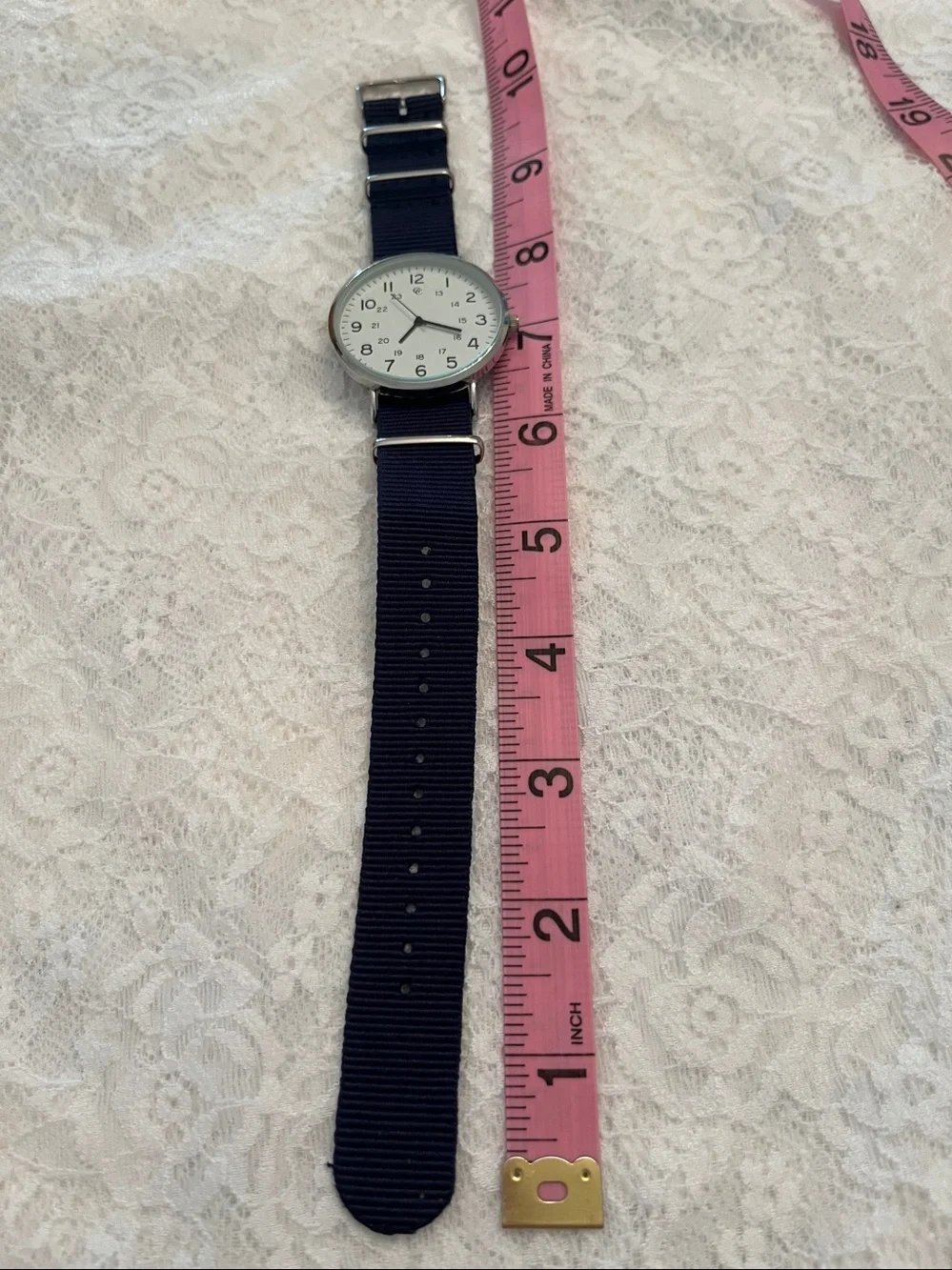 Classic Men's Navy Nylon Strap Watch - White Dial